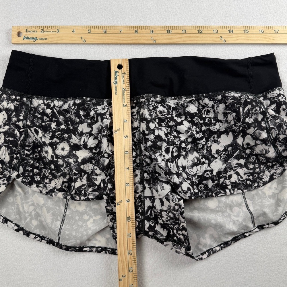 Lululemon Women's Floral Print Speed Short White Black Sz 10 - Picture 4 of 9
